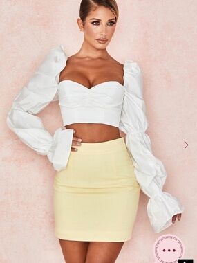 Ilya House of CB Skirt - Lemon Linen-Mix Mini Skirt